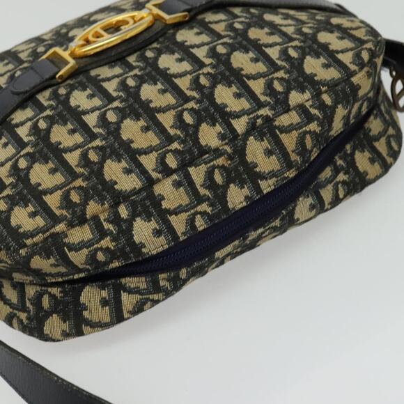 DIOR Trotter Canvas Shoulder Bag Navy Gold - Picture 6 of 12